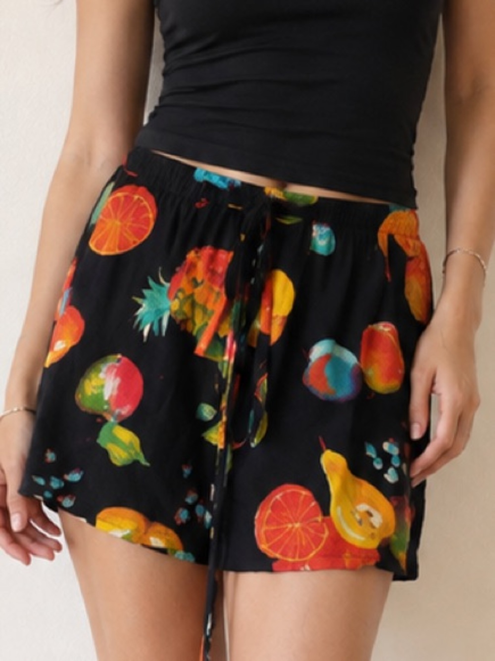 Colorful Fruit Print High Waist Statement Skirt